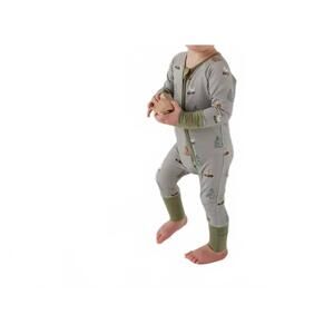 NEW BABYSPROUTS sled dogs long sleeve zip romper in grey